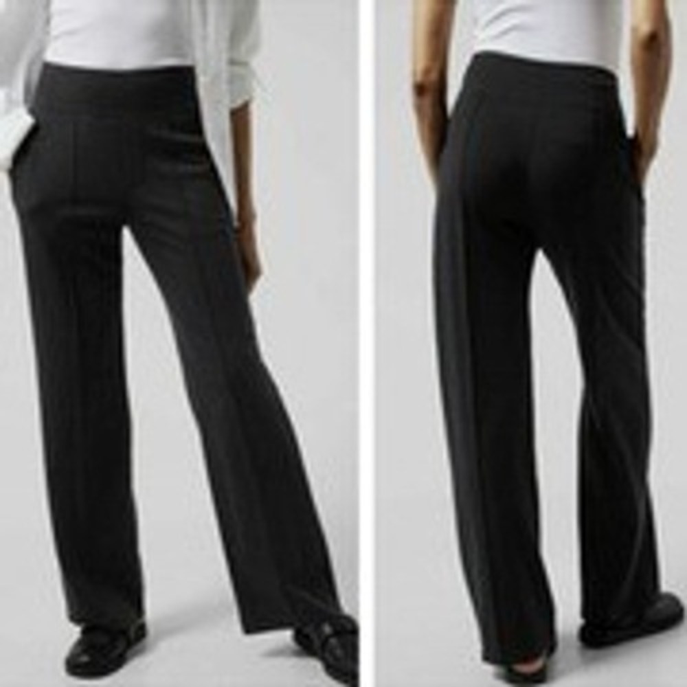 Athleta Eastbound Wide Pants Womens 4 Black Tencel Knit Pull On Career‎ Office